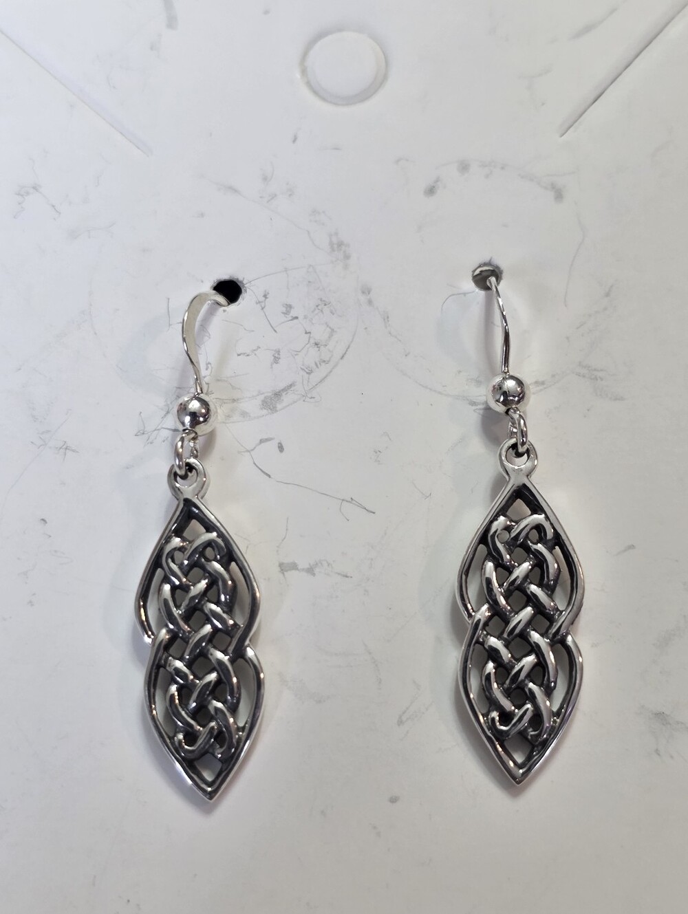 Silver Celtic Heart Entwined Knot Drop Earrings - Women's Jewelry